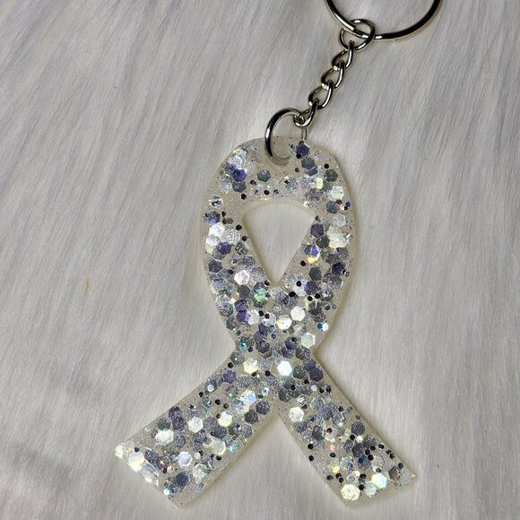 3" Cancer Ribbon Keychain - Picture 1 of 2
